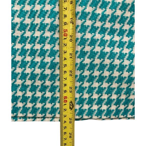 Talbots white, and aqua houndstooth midi skirt - Picture 5 of 10